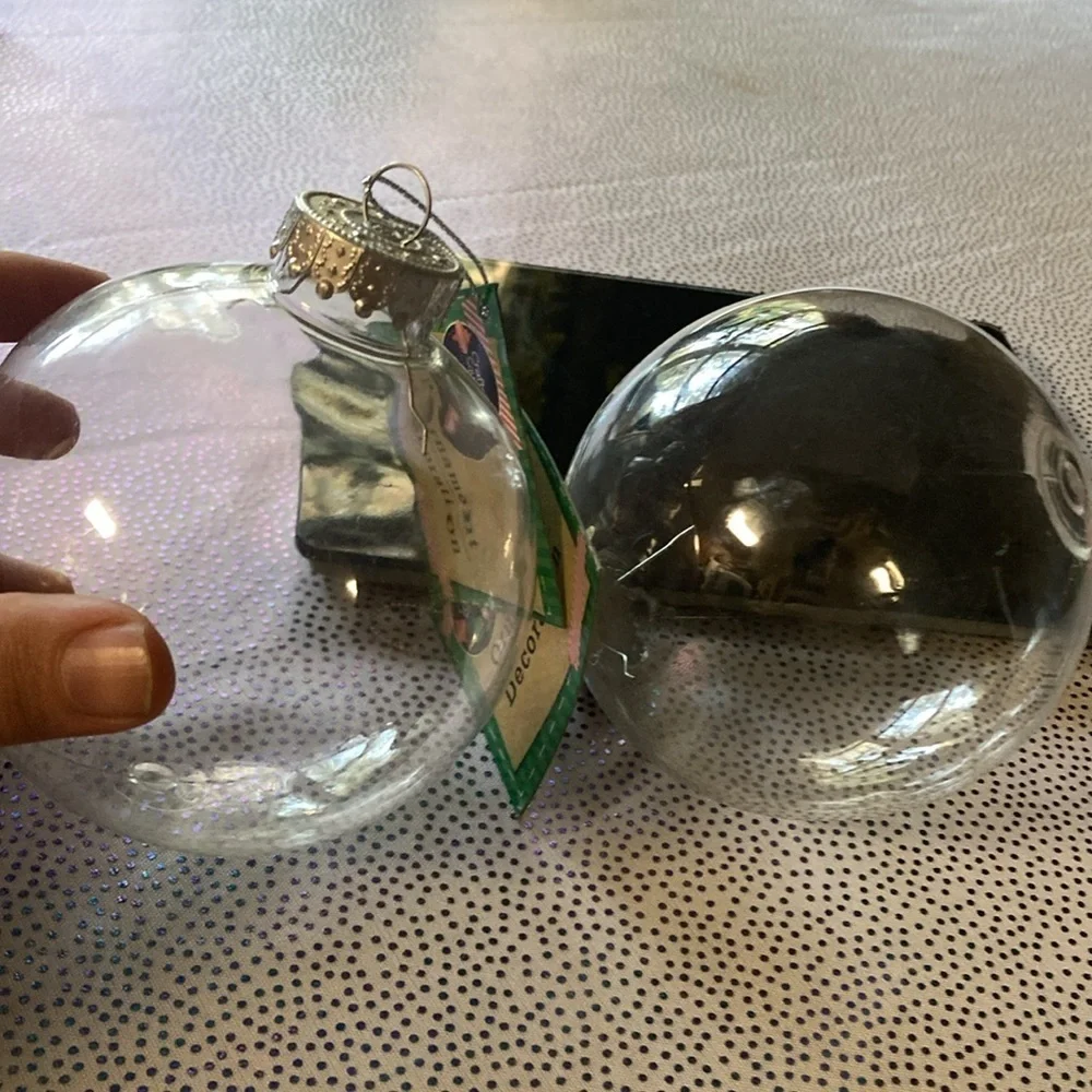 Christmas DIY Clear Fillable Paintable Plastic Ornament 5” Qty 2 Artminds New